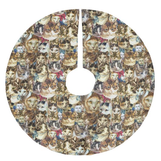 Katze geht Weihnachtsbaumrock voran Polyester Weihnachtsbaumdecke (Vorderseite)