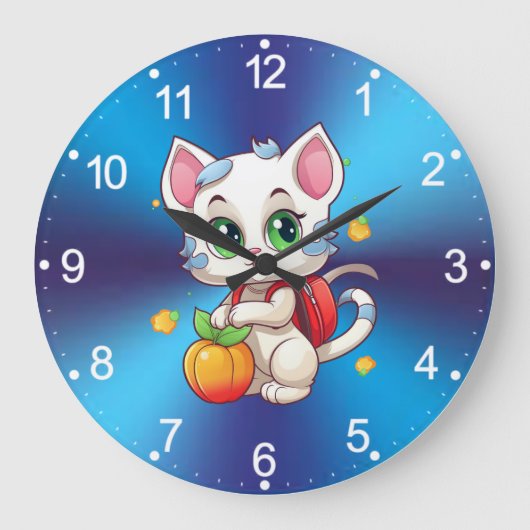 Katze geht zur Schule-85241 Große Wanduhr (Vorderseite)