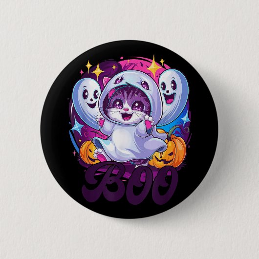 Katze Geist Boo Button (Vorderseite)