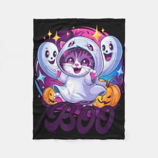 Katze Geist Boo  Fleecedecke (Vorderseite)