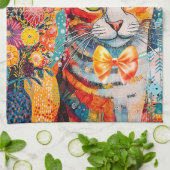 Katze Gemischte Gemischte Papier Collage Küchenhan Geschirrtuch (Gefaltet)