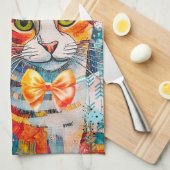 Katze Gemischte Gemischte Papier Collage Küchenhan Geschirrtuch (Viertel Falte)