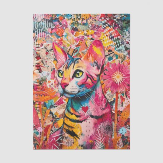 Katze Gemischte Gemischte Papier Collage Tissue-Pa (Vorderseite)