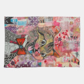 Katze Gemischtes Gemischtes Papier Collage Küchenh Geschirrtuch (Horizontal)