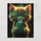 Katze genießt etwas Kaffee Postkarte (Vorderseite)