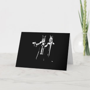 Katze Geschenk   Katzenmann hält Pistole Cool Feiertagskarte