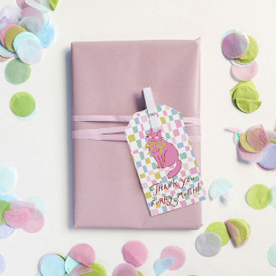 Katze Geschenkanhänger, handgezeichnete rosa Katze Geschenkanhänger