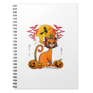 Katze Geschnitzter Kürbis Horror Kopf Halloween Be Notizblock