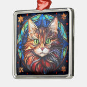 KATZE-GESICHT MIT HELLFARBENEN GLAS-CHRISTMAS ORNAMENT AUS METALL (Links)