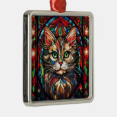 KATZE-GESICHT MIT HELLFARBENEN GLAS-CHRISTMAS ORNAMENT AUS METALL (Rechts)