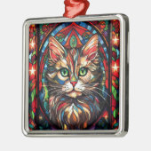 KATZE-GESICHT MIT HELLFARBENEN GLAS-CHRISTMAS ORNAMENT AUS METALL (Links)