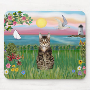 Katze (getigert) - Leuchtturm Mousepad