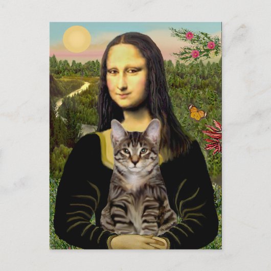 KATZE (Getigert) - Mona Lisa Postkarte (Vorderseite)