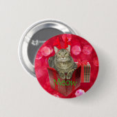 Katze Gewartet für Santa Button (Vorne & Hinten)