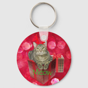 Katze Gewartet für Santa Schlüsselanhänger