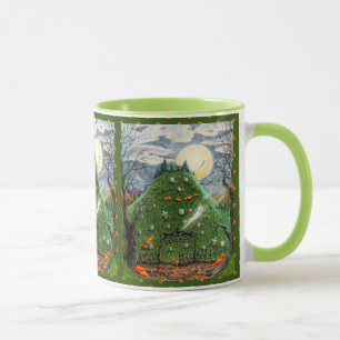 KATZE-GHOSTEN IN NEUN LEBENS FRIEDHOF, SPOOKY FOLK TASSE