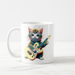 Katze Gitarre Musik Spielen Litten Instrument Lust Kaffeetasse