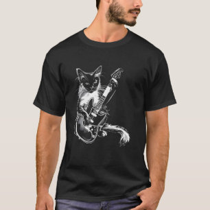 Katze Gitarrist Gitarre - Balinesisch Vater Mutter T-Shirt