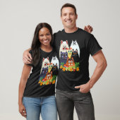Katze Glückliche Bunte Blumen T-Shirt (Unisex)