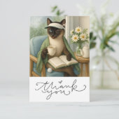 Katze Golfer Sip Kaffee Dankeskarte (Stehend Vorderseite)