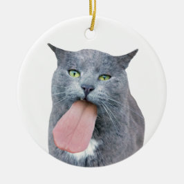 Katze Got deine Zunge? Keramik Ornament