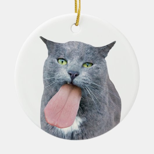 Katze Got deine Zunge? Keramik Ornament (Vorne)