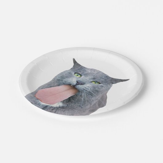 Katze Got deine Zunge? Pappteller (Schrägansicht)