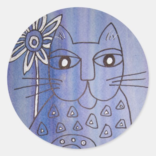 "Katze Got die Blues" Runder Aufkleber (Vorderseite)