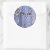 "Katze Got die Blues" Runder Aufkleber (Tasche)