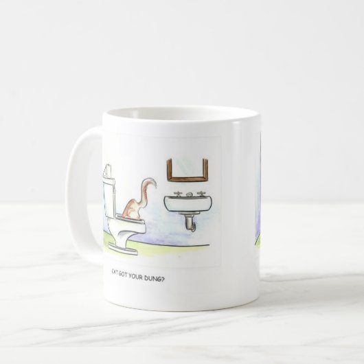Katze Got Dung? Funny Cartoon Spaß Kaffeetasse (Vorderseite Links)