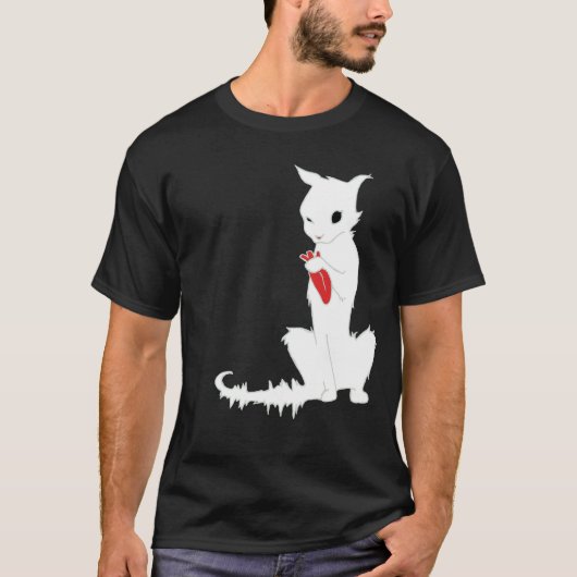 KATZE GOT IHR TONGUE-Shirt oben in WEISSE KATZE T-Shirt (Vorderseite)