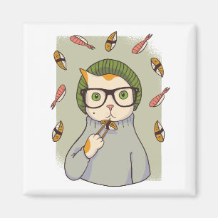 Katze Gourmet Sushi Liebhaber Design Magnet