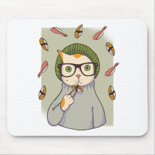 Katze Gourmet Sushi Liebhaber Design Mousepad