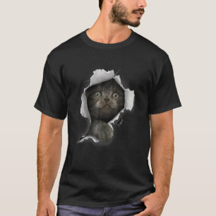 Katze Grau Katze Katze Zerrissen Stoff Kätzchen T-Shirt