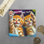 Katze | Greetings Bowl Filler Funny Kitten Kühlsch Magnet<br><div class="desc">Comisch niedliche Kätzchen-Kühlschrank-Magnete. Text lautet: "Grüße,  Schüssel Füller" mit zwei orangen Tabby Kätzchen winkt hallo. Ein niedliches Geschenk für Katzenmütter,  Katzenjunges oder alle Katzenliebhaber.</div>