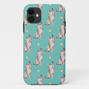 Katze greift nach gelbem Schmetterling auf hell tü Case-Mate iPhone Hülle