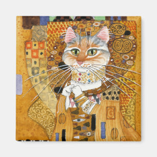 Katze Gustav Klimt im GoldParodiemagneten Magnet