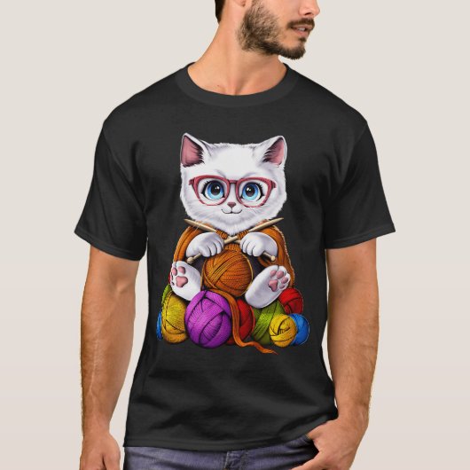 Katze häkelt T-Shirt (Vorderseite)
