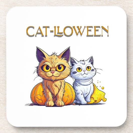 Katze Halloween Getränkeuntersetzer (Vorderseite)