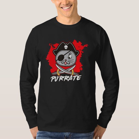 Katze Halloween-Karneval-Piratenkostüm 1 T-Shirt (Vorderseite)