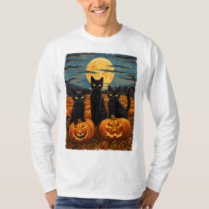 Katze Halloween Katzenliebhaber Sternennacht Katze T-Shirt