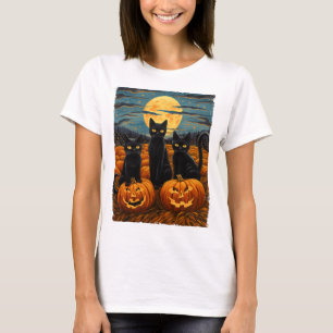 Katze Halloween Katzenliebhaber Sternennacht Katze T-Shirt