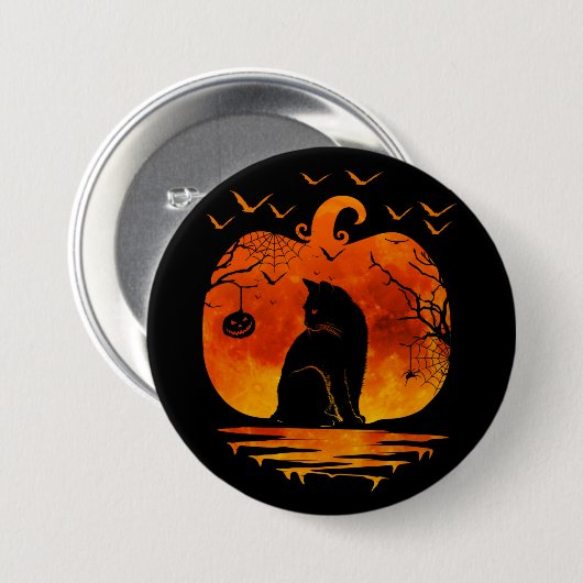 KATZE HALLOWEEN KOSTEN PUMPKIN KATZKATZEN FALLSEEN BUTTON (Vorne & Hinten)