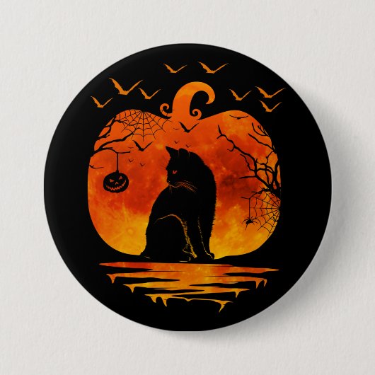 KATZE HALLOWEEN KOSTÜM KÜRBIS KATZEN LIEBHABER HER BUTTON (Vorderseite)