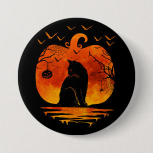 KATZE HALLOWEEN KOSTÜM KÜRBIS KATZEN LIEBHABER HER BUTTON