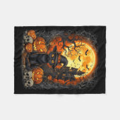 Katze Halloween Kürbis Schwarz Fleecedecke (Vorderseite (Horizontal))
