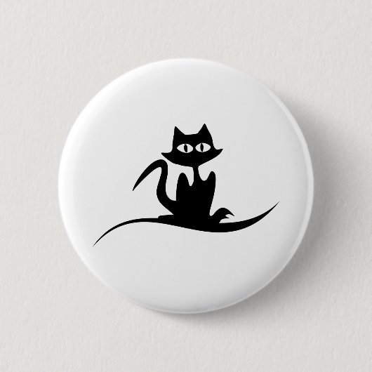 Katze Halloween Schwarze Silhouette Spooky Tier Be Button (Vorderseite)