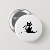 Katze Halloween Schwarze Silhouette Spooky Tier Be Button (Vorne & Hinten)