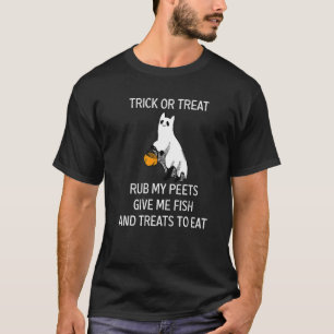 Katze Halloween Süßes oder Saures Reibe meine Pfot T-Shirt