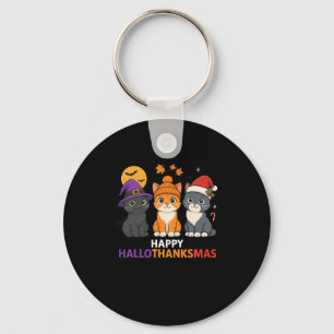 Katze Halloween Weihnachten Frohe Hallothanksmas D Schlüsselanhänger